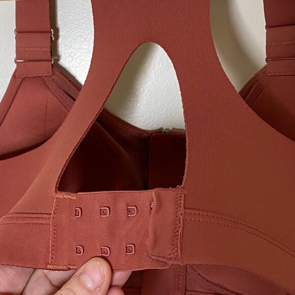 Nike DriFIT Zip-Front Sports Bra XS High Impact Rust / Red - Picture 4 of 6